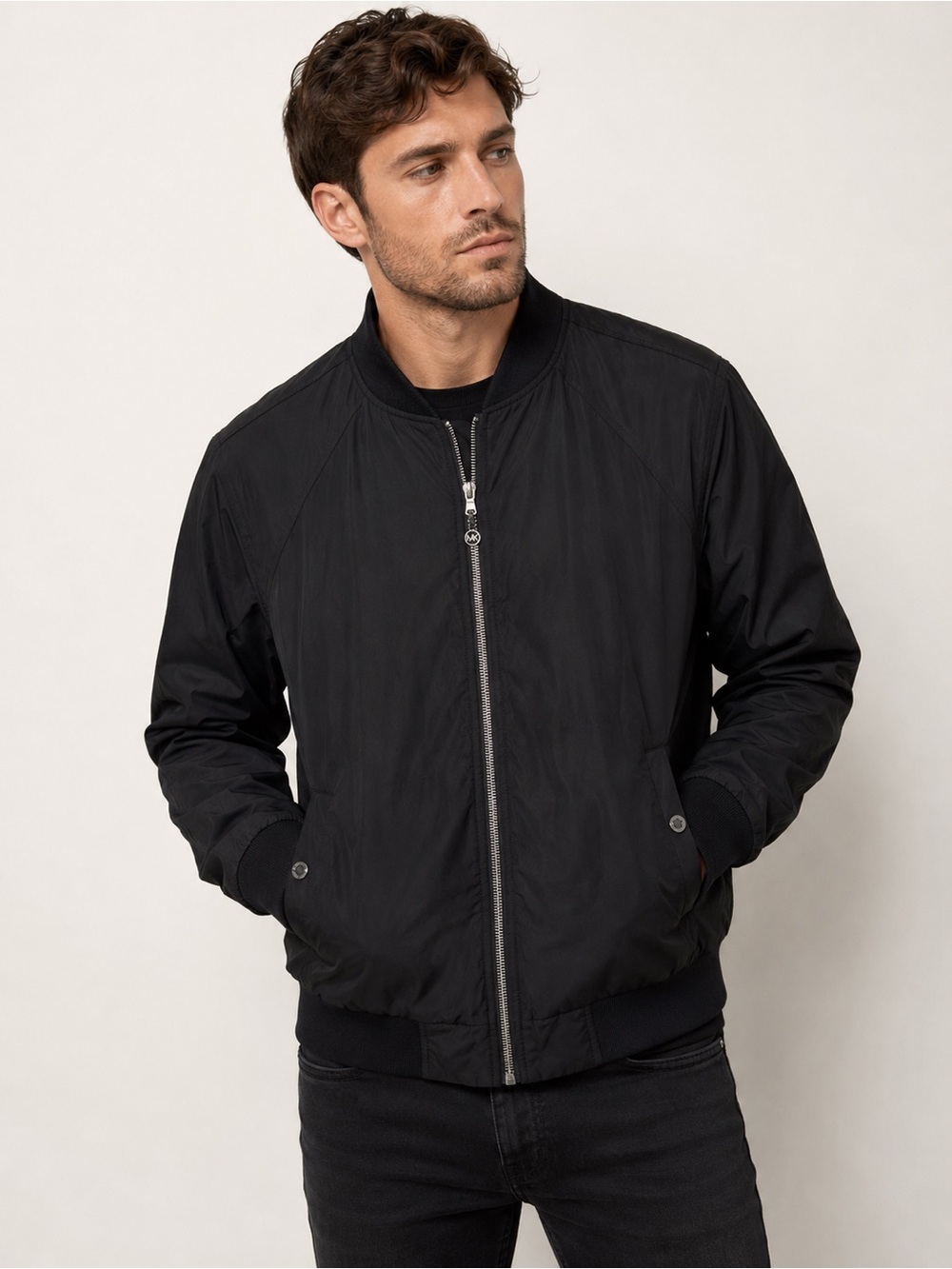 Michael Kors Men’s Black Bomber Jacket Lightweight Full Zip Size S